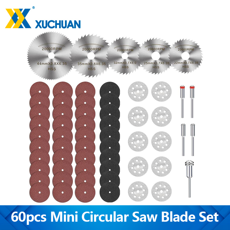 Cordless Rotary Tool Kit Accessories - 60pcs Diamond Cutting Discs Sanding Grinding