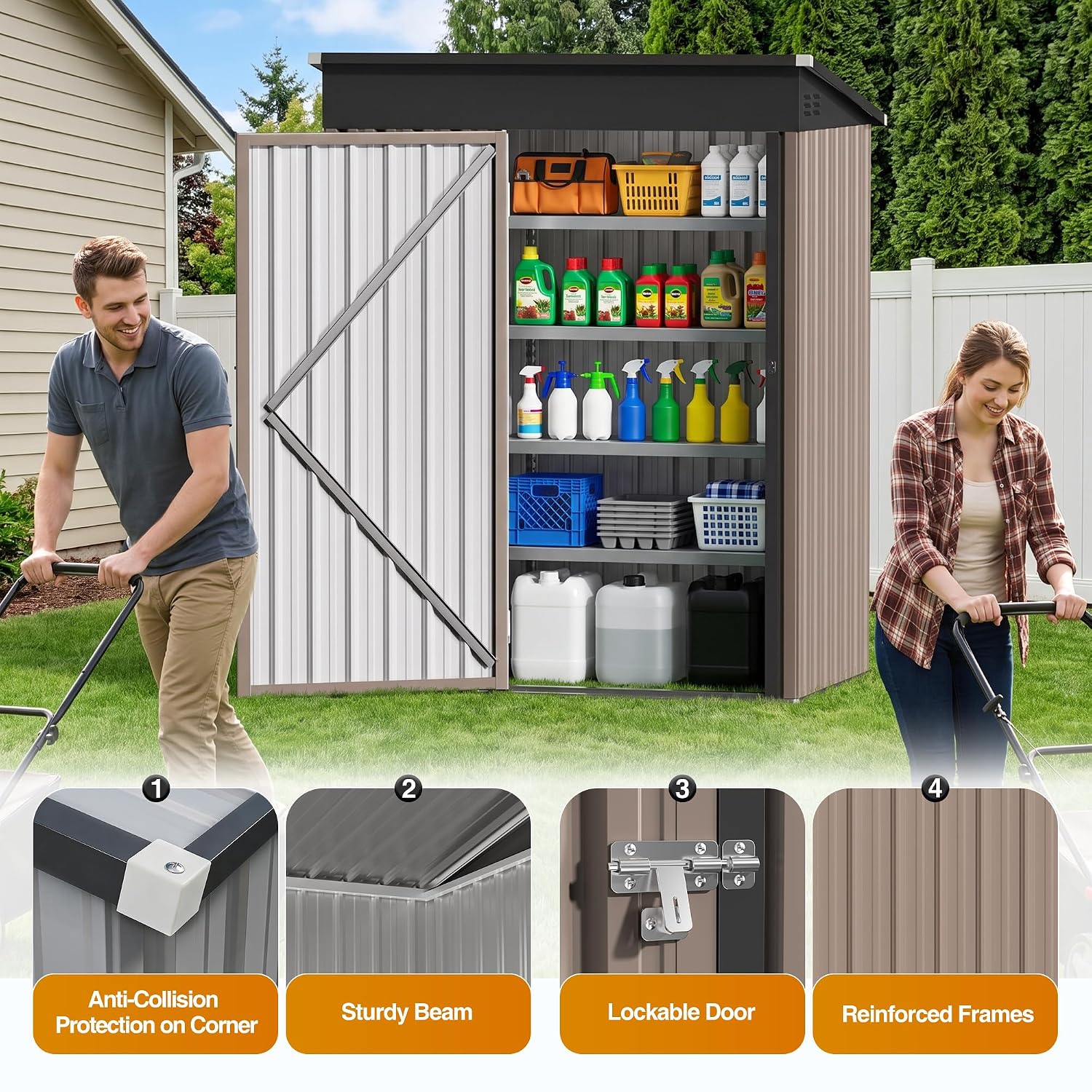 5x3FT Metal Storage Shed with  - đánh giá và giá Garden Tools