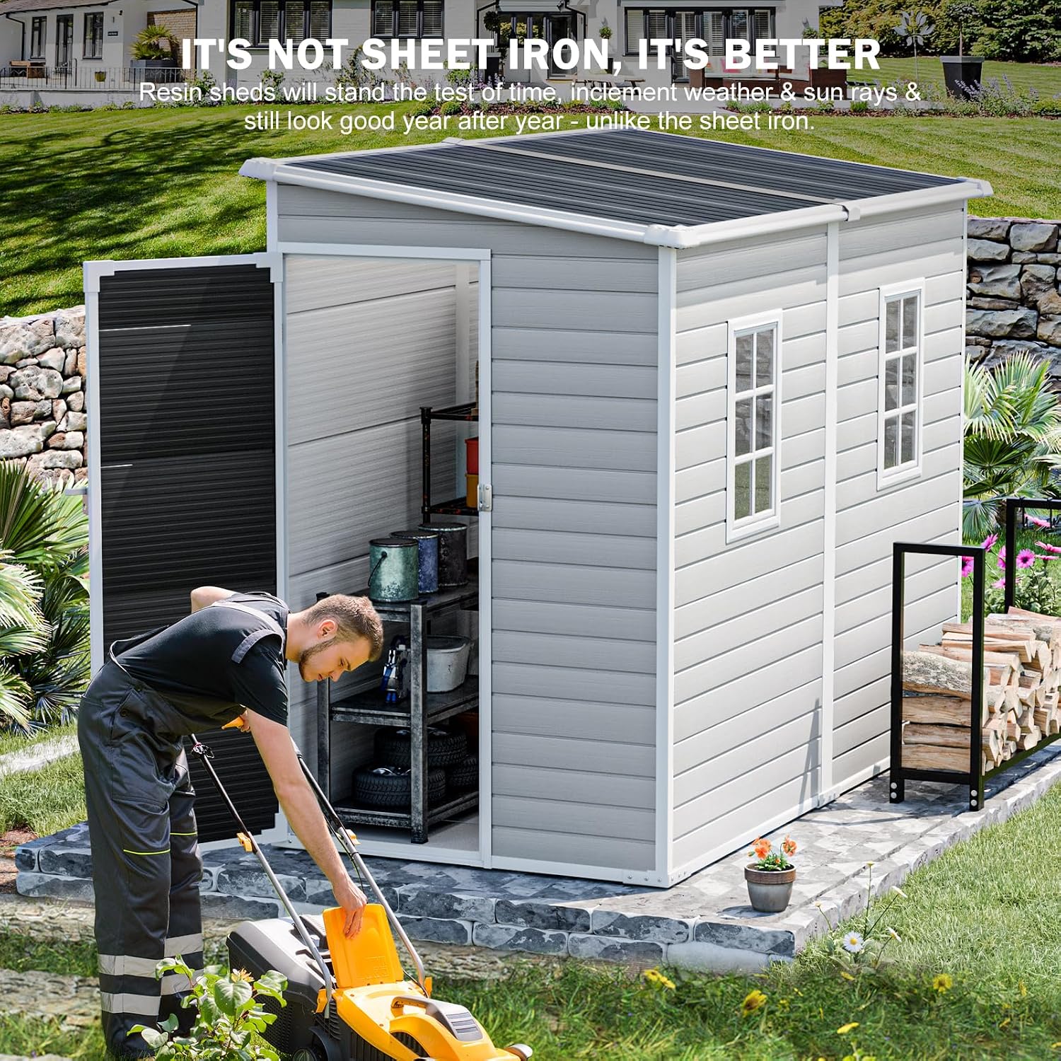 4x8 FT Resin Outdoor Storage S - đánh giá và giá Garden Tools